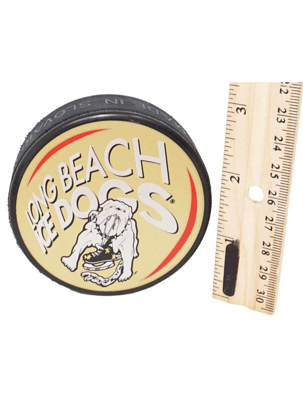 Vintage Minor Hockey Long Beach Ice Dogs Logo - Official Hockey Puck - Style 1